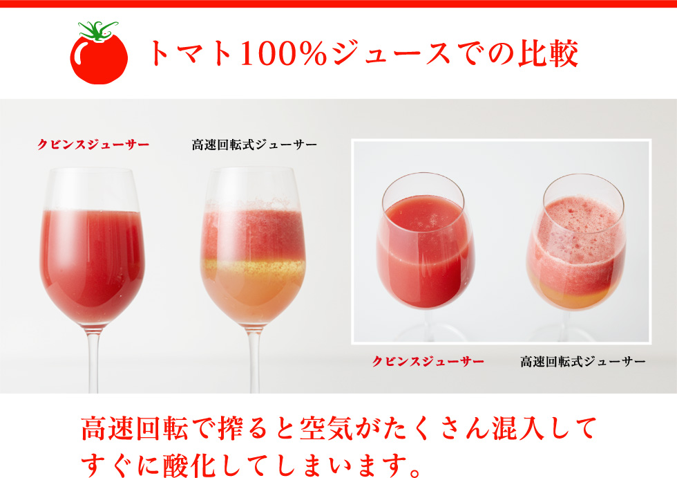 トマト100%ジュースでの比較
